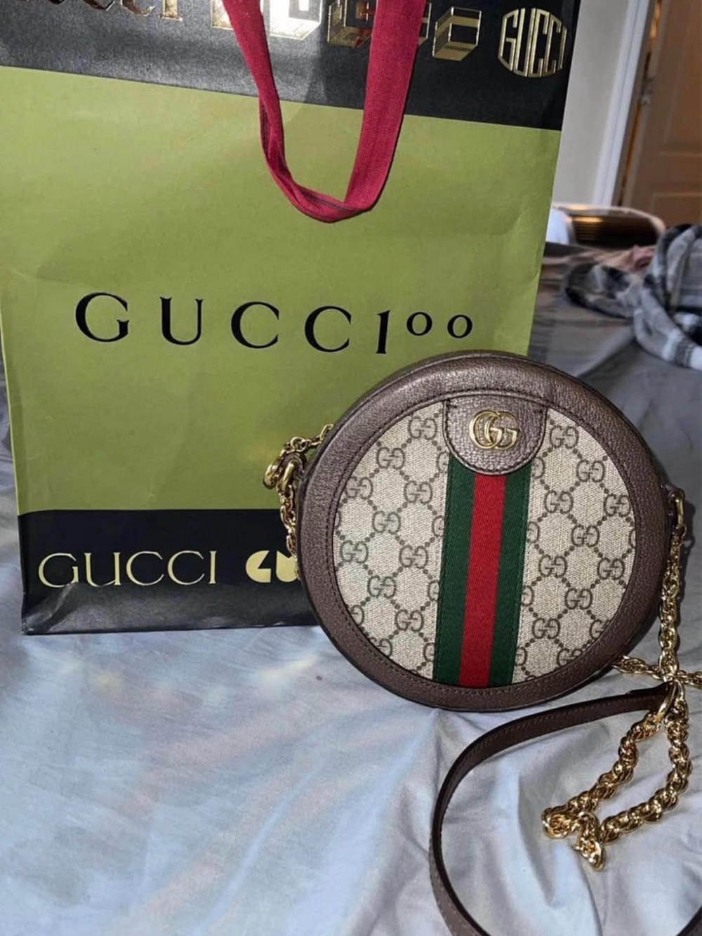 Authentic Gucci Ophidia Mini GG Round Shoulder Bag